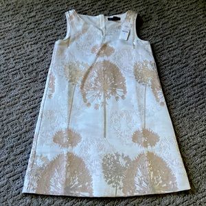 NWT Gap Kids, creamy white dress with silver thread lamae flowers.